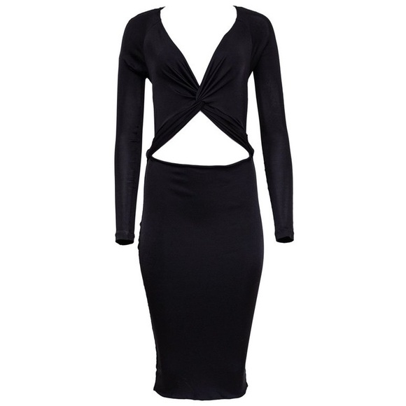 Gucci By Tom Ford 2003 Black Cutout Midi Dress